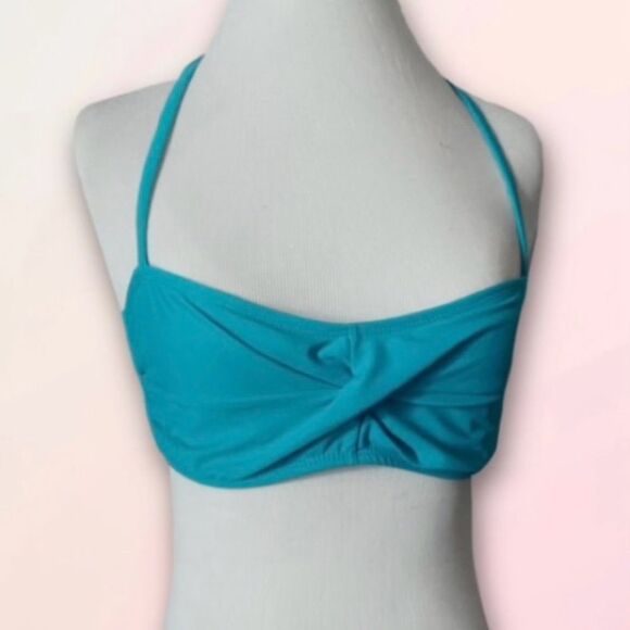 Retro, Turquoise, Pin-Up Style, Balconette, Twist Front, Bikini Top - Picture 2 of 14